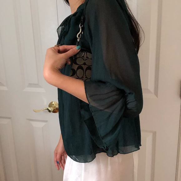 ZARA GREEN RUFFLE MESH TOP - Picture 4 of 4